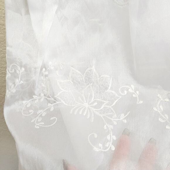 VTG White Embroidered Long Christening Gown Sheer Overlay Soft Lightweight - Picture 2 of 4